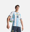 Argentina 26 Home Messi Authentic Mens Jersey White Icey Blue Light Blue