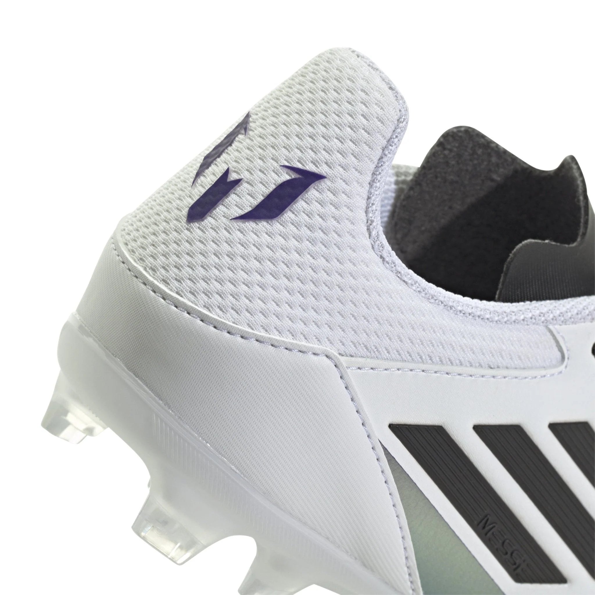 adidas Kids F50 League FG MG Messi Multi Ground Soccer Cleats White Black Purple