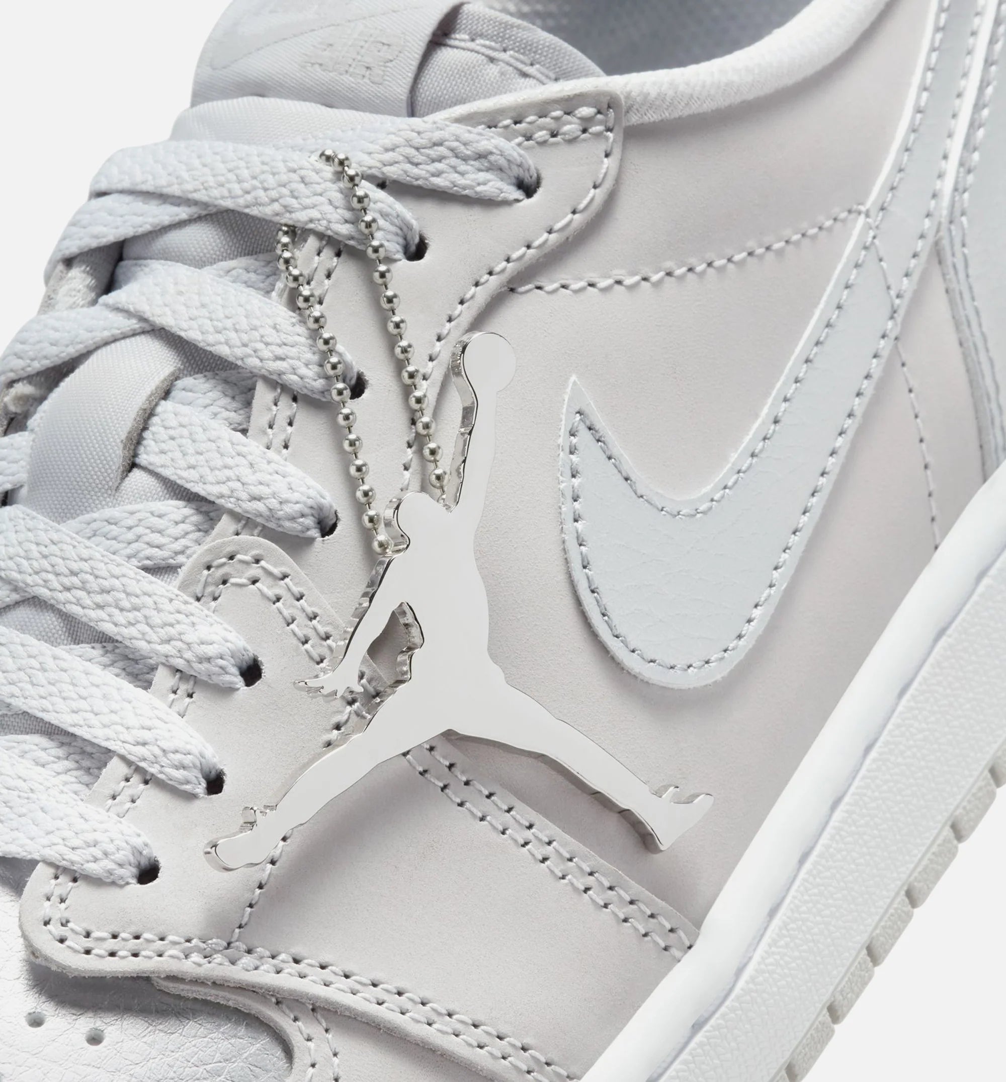 Air Jordan 1 Retro Low OG Silver Mens Lifestyle Shoe Neutral Grey Metallic Silver White