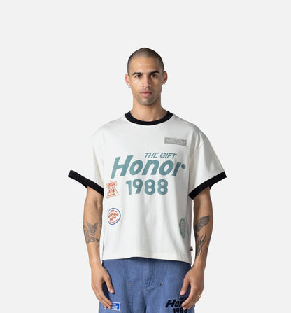 Multi Box Mens Short Sleeve Shirt White Black