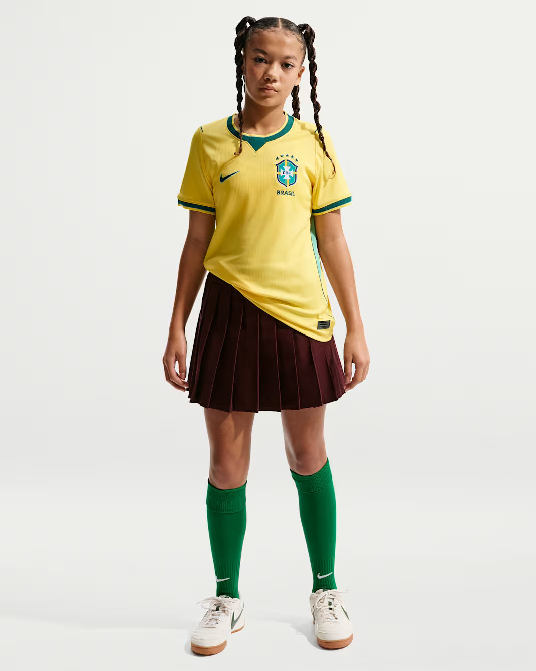 Nike Brazil Home Youth Soccer Jersey 2026 Canary Light Menta Geode Teal