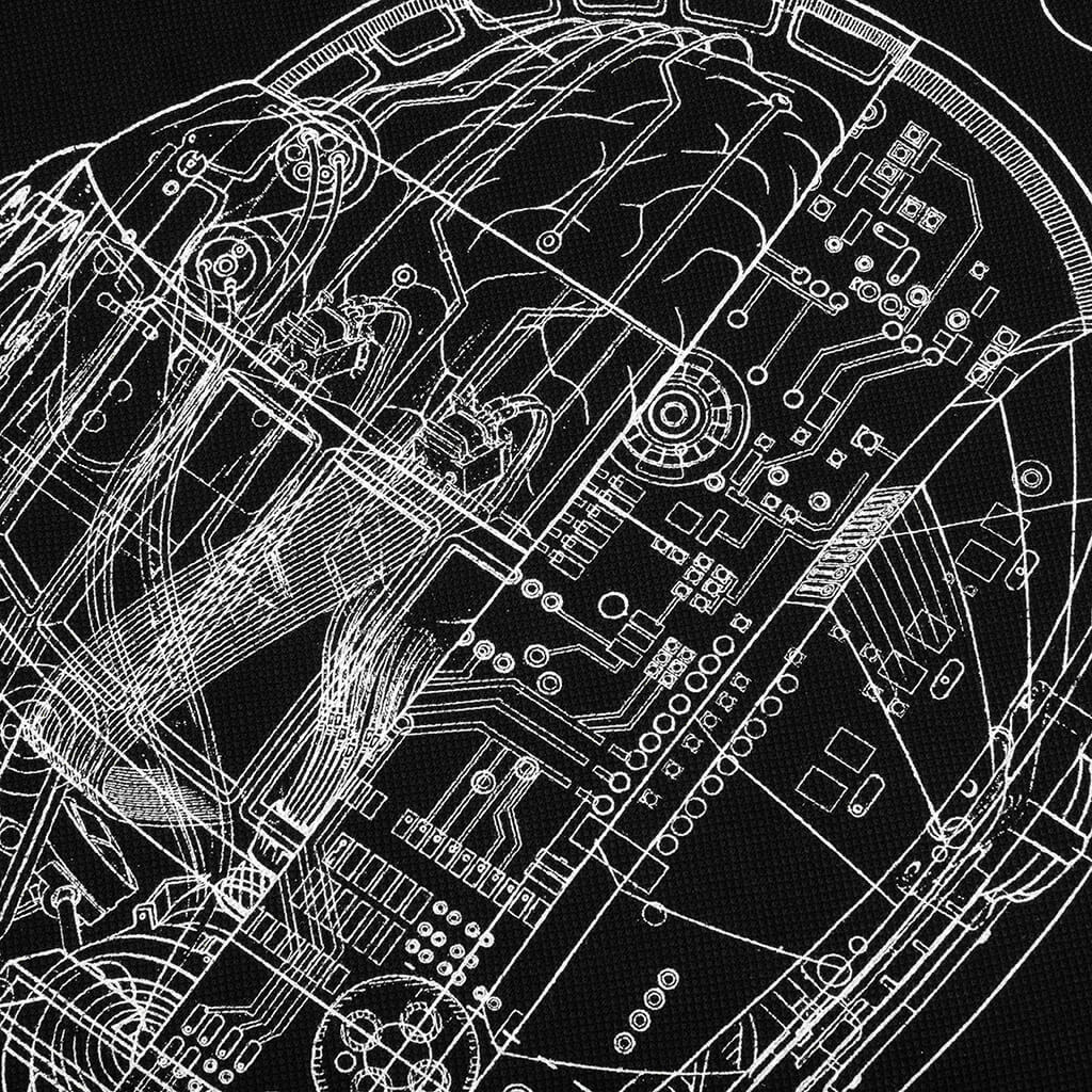 Schematic Long Sleeve Polo Black