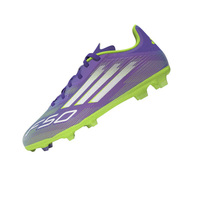 adidas F50 League Firm Multi Ground Soccer Cleats Kids Purple White Lemon