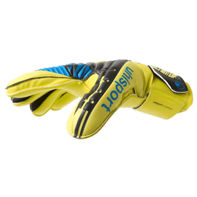 Uhlsport Eliminator Soft SF Goalkeeper Gloves Fluo Yellow Blavk Blue