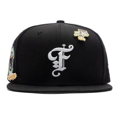 Feature x New Era Old English Calabasas Fitted Black Snow Grey