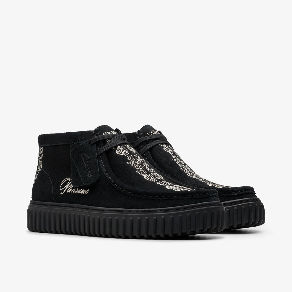 CLARKS X PLEASURES TORNHILL WOVEN BLACK SUEDE
