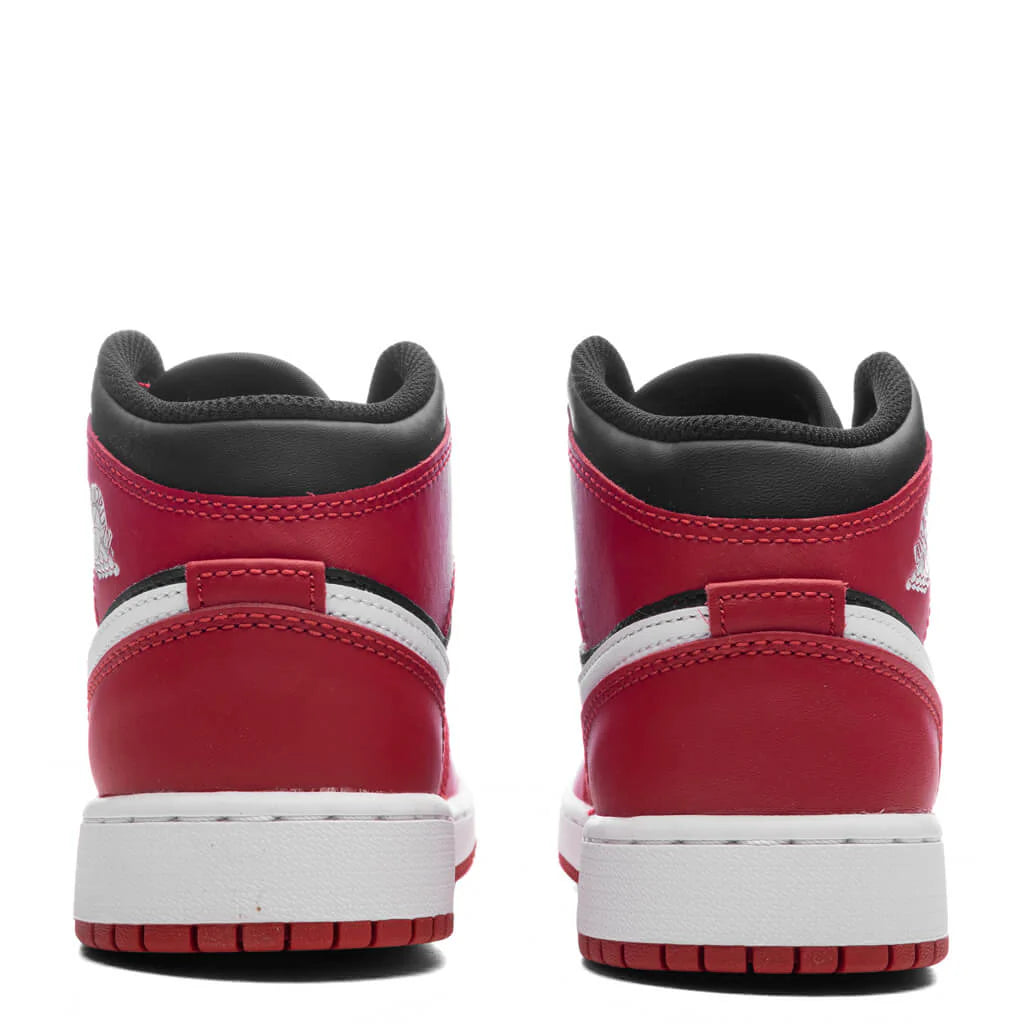 Air Jordan 1 Mid GS Black White Gym Red