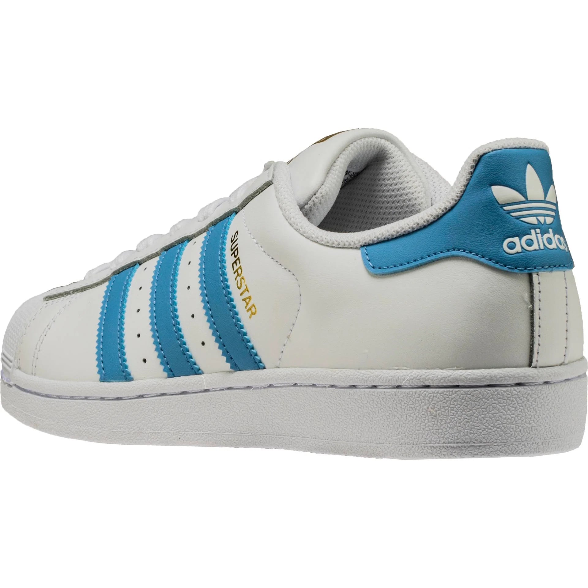Superstar Foundation Mens White Light Blue Metallic Gold
