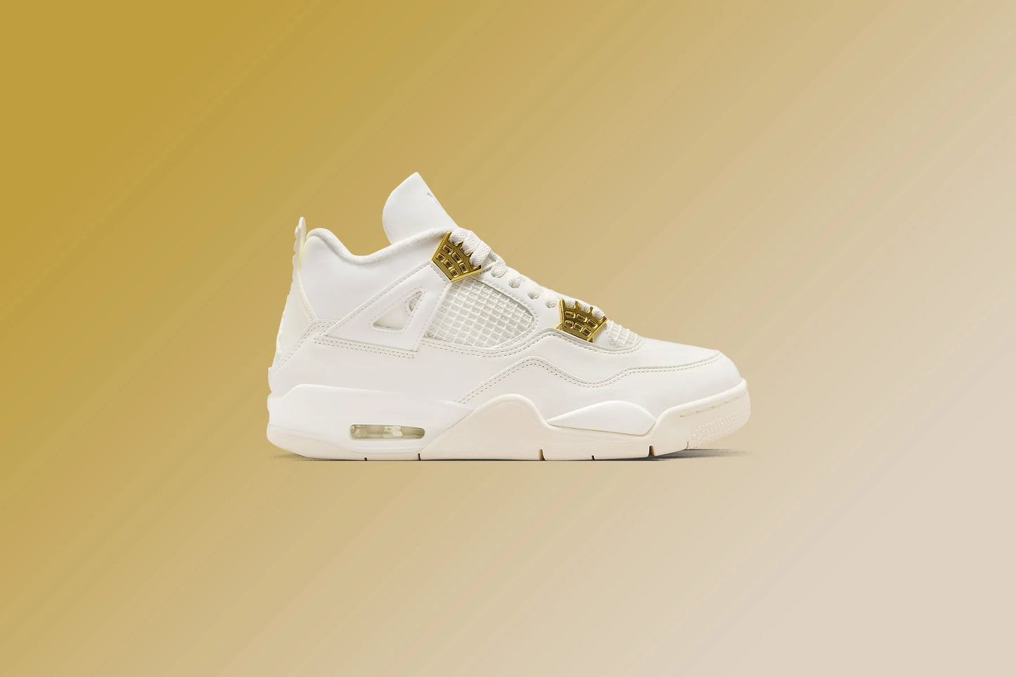 Womens Air Jordan 4 Retro Metallic Gold Sail Metallic Gold Black