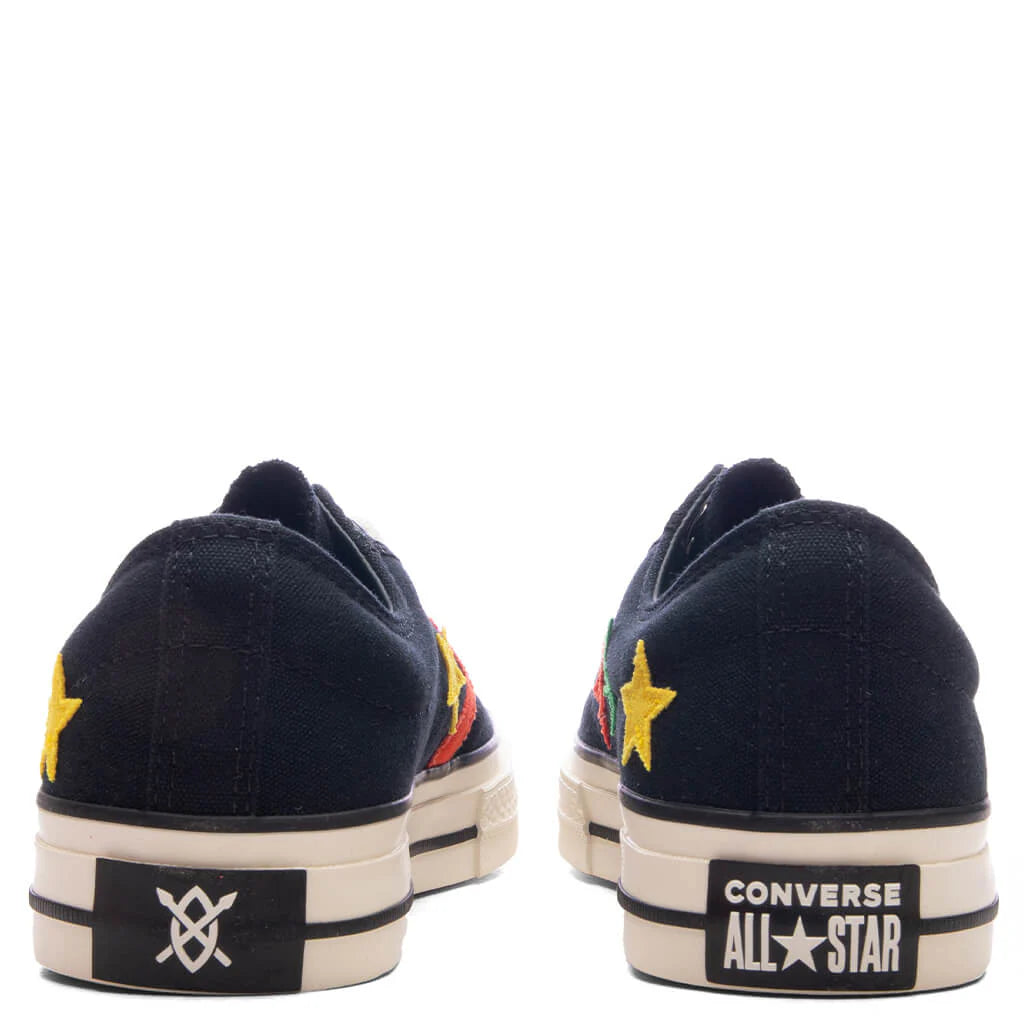 Converse x Daily Paper Star Player 76 Ox Black Fern Green Cyber Yellow