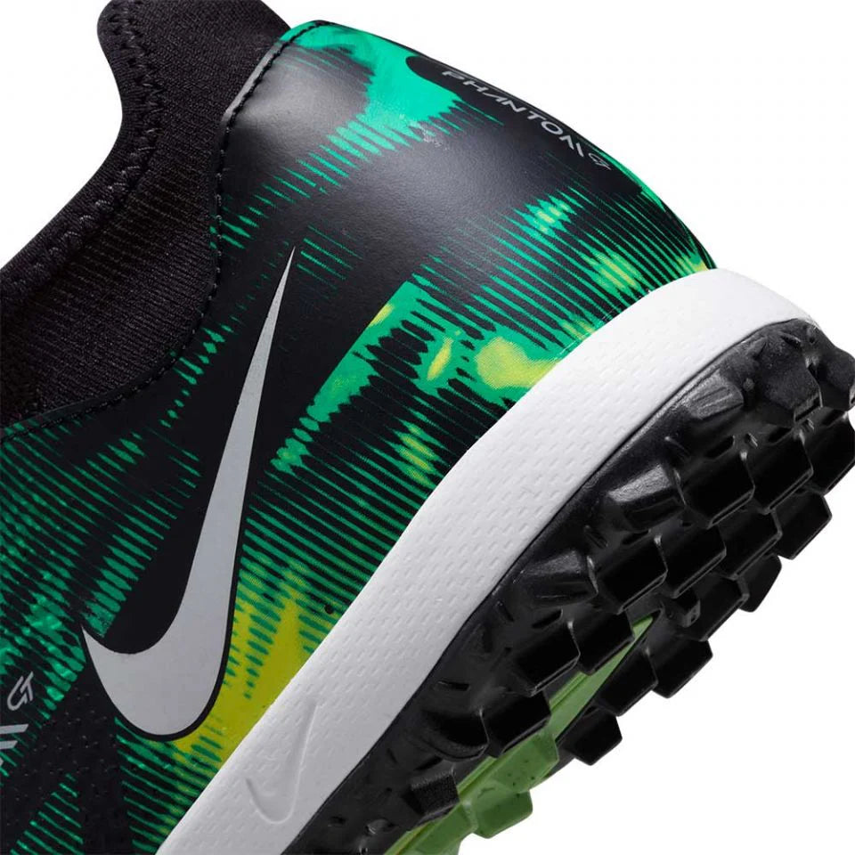 Nike Phantom GT2 Academy DF TF Soccer Cleats Black Platinum Green