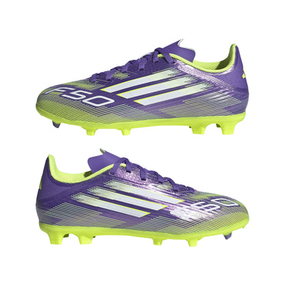 adidas F50 League Firm Multi Ground Soccer Cleats Kids Purple White Lemon