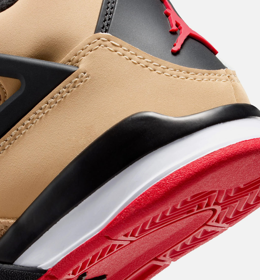 Air Jordan 4 Retro Preschool Lifestyle Shoe Sesame Fire Red Black White