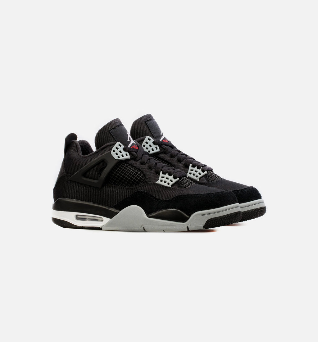 Air Jordan 4 Retro Black Canvas Mens Lifestyle Shoe Black Limit One Per Customer