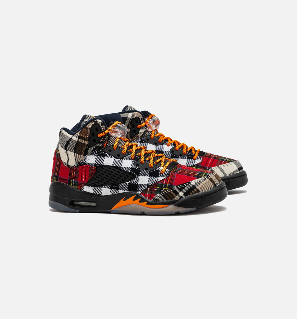 Air Jordan 5 Retro Plaid Grade School Lifestyle Shoe Black Multi