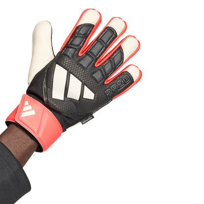 adidas Predator Match Fingersave Goalkeeper Soccer Gloves Black Red White