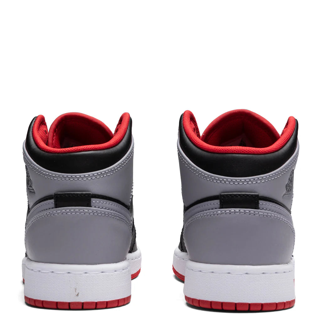 Air Jordan 1 Mid GS Black Cement Grey Fire Red