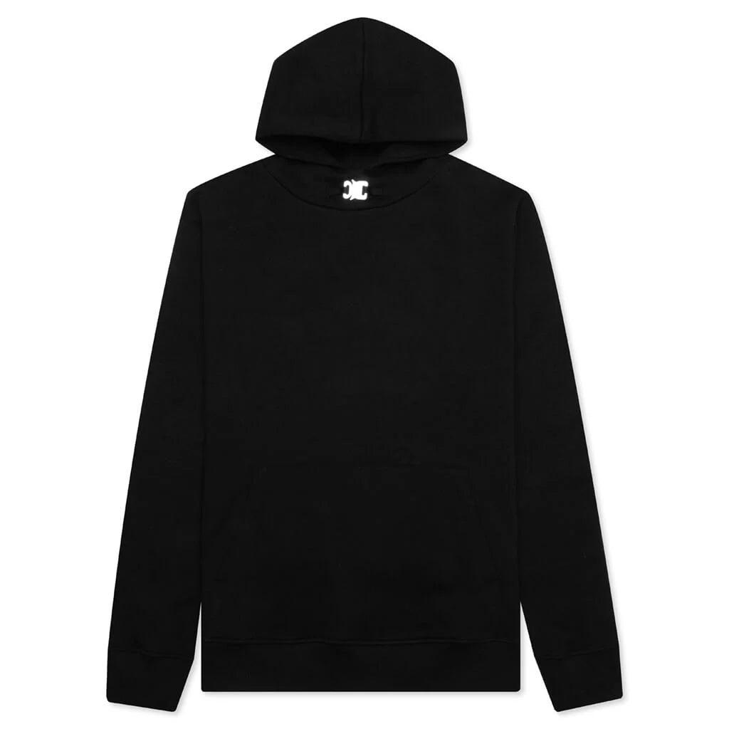 Metal Buckle Collar Hoodie Black