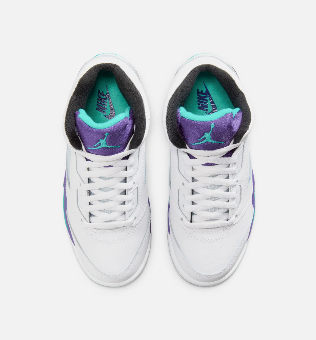 Air Jordan 5 Retro Grape Preschool Lifestyle Shoe White New Emerald Grape Ice Black