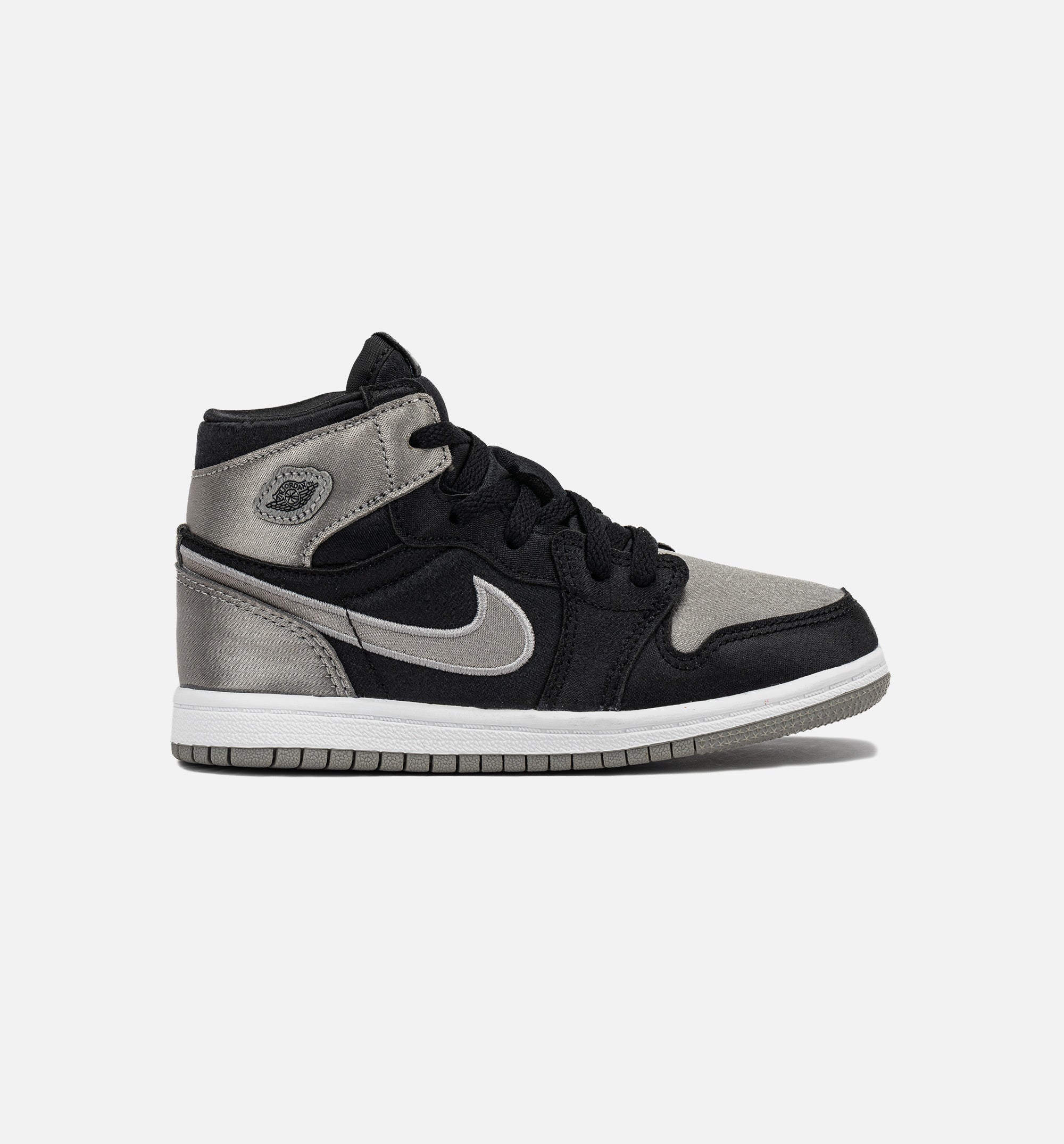 Air Jordan 1 Retro High OG Satin Shadow Infant Toddler Lifestyle Shoe Black Medium Grey White