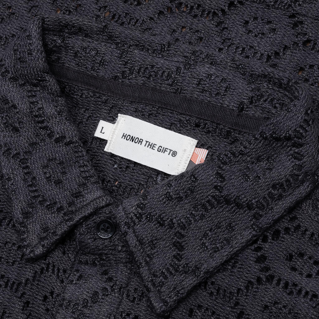 Crochet Button Up Black