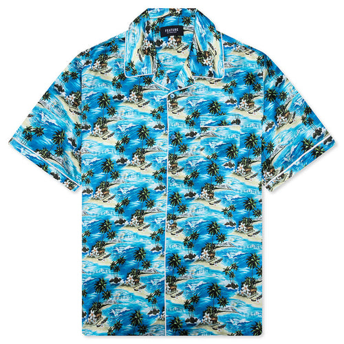 Hitchcock Hawaiian Silk Shirt Blue