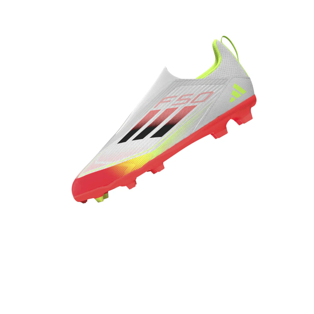adidas F50 League Laceless FG MG Youth Soccer Cleats White Black Yellow