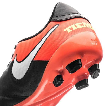 Nike Tiempo Genio II Leather FG Firm Groun Soccer Cleats Black White Orange
