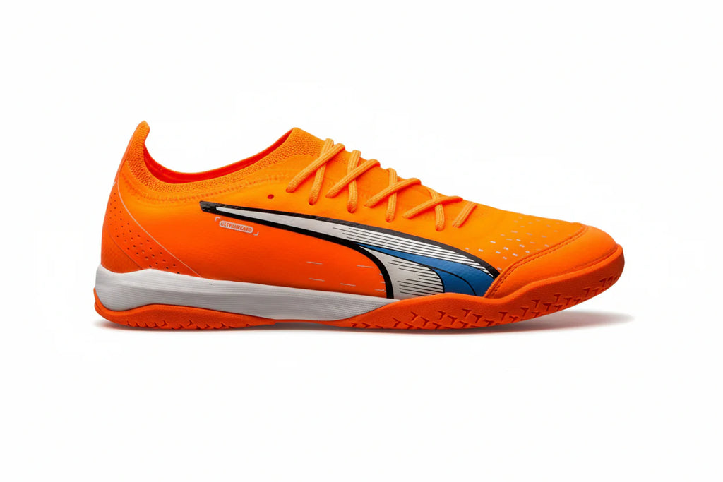 PUMA Ultra Ultimate Court Indoor Soccer Shoes Ultra Orange White Blue Glimmer