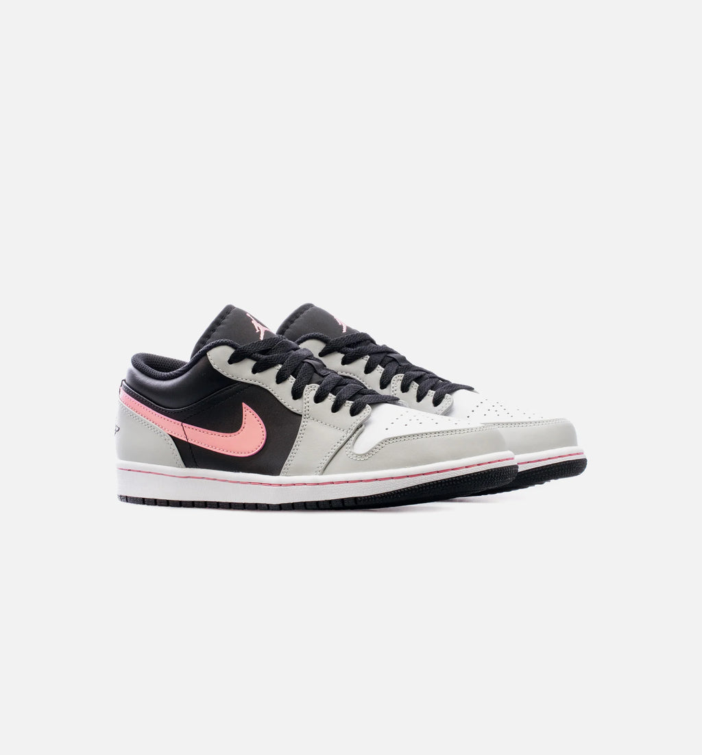 Air Jordan 1 Low Grey Fog Bleached Coral Mens Lifestyle Shoe Black Grey Pink