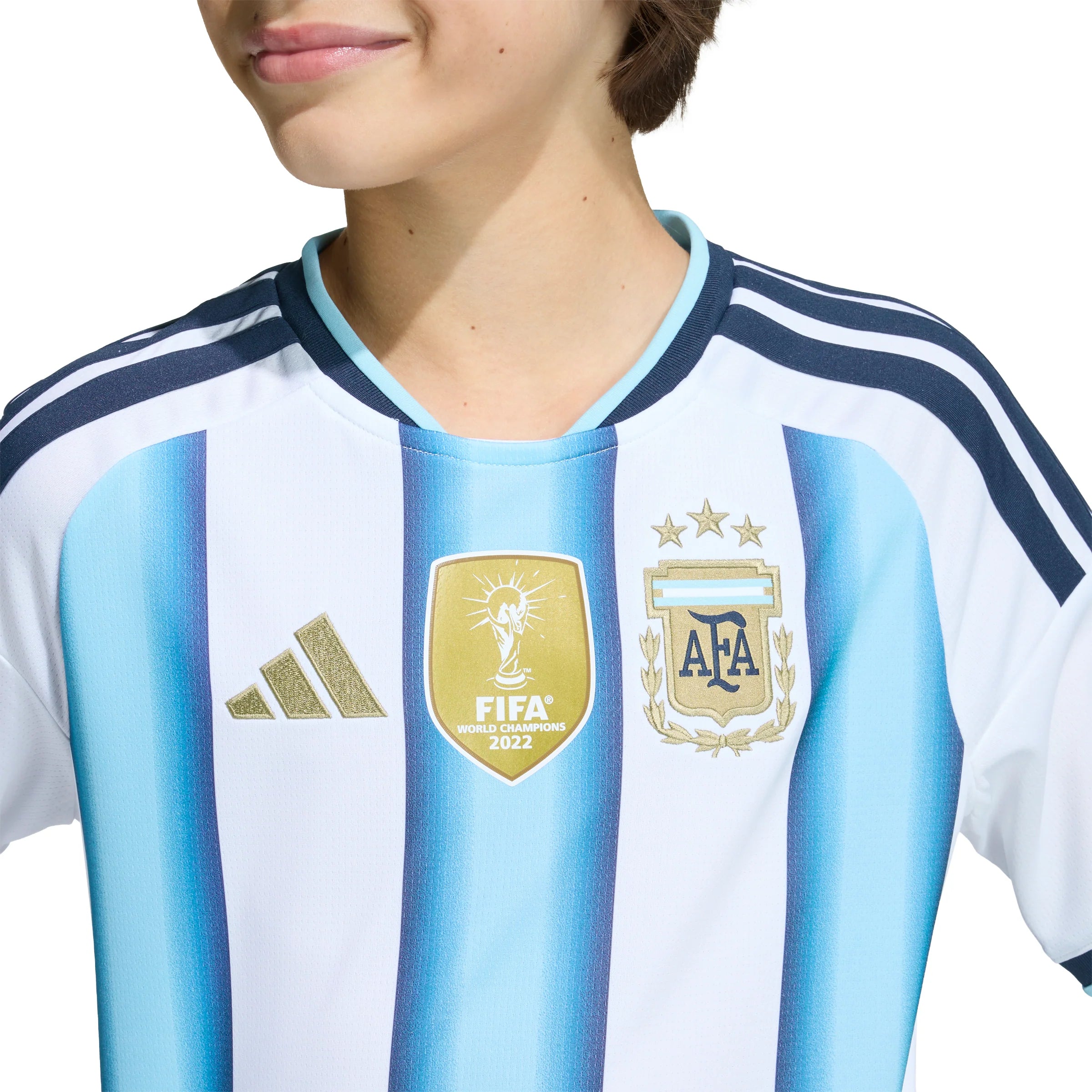 adidas Argentina Home Youth Soccer Jersey 26 White Blue