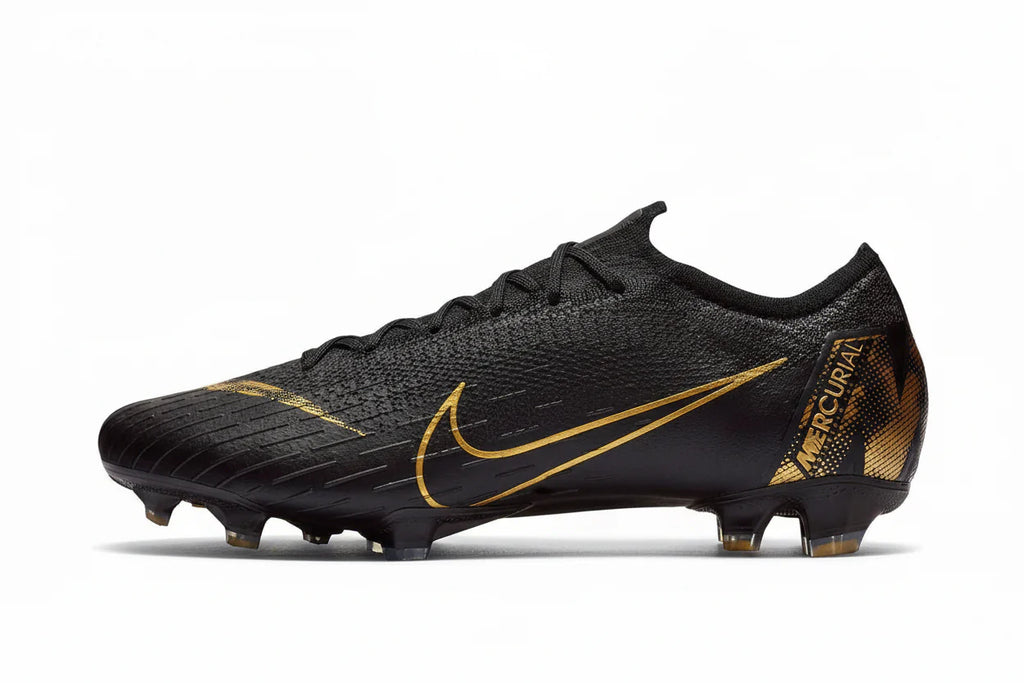 Nike Mercurial Vapor 12 Elite FG Firmj Ground Mens Soccer Cleats Black Metallic Vivid Gold