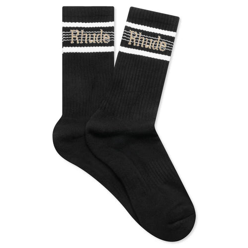 Logo Stripe Sport Socks Black