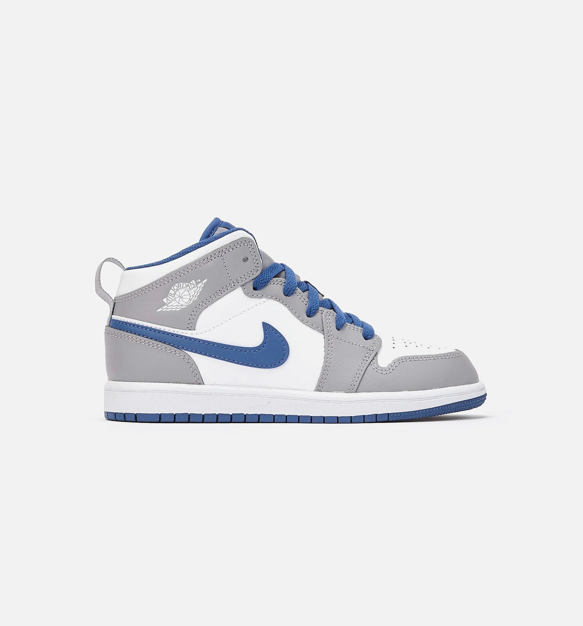 Air Jordan 1 Retro Mid True Blue Preschool Lifestyle Shoe Blue Grey