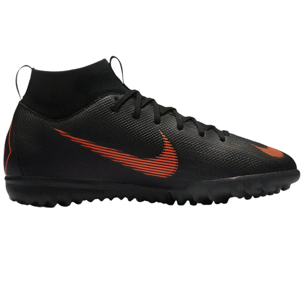 Nike JR Superflyx 6 Academy TF Turf Soccer Cleats Black Orange White