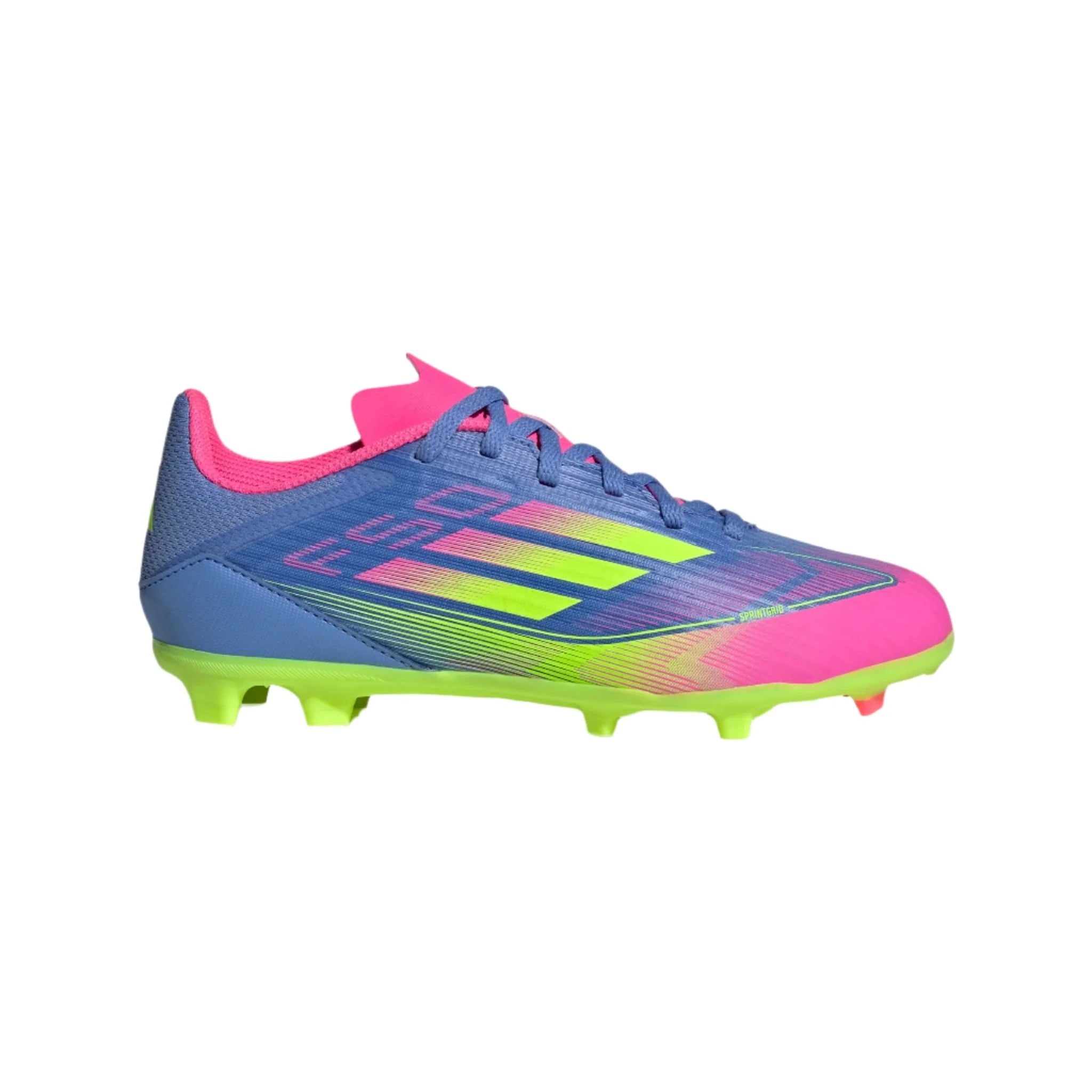 adidas F50 League Firm Multi Ground Boots Junior Blue Fusion Lucid Lemon Lucid Pink