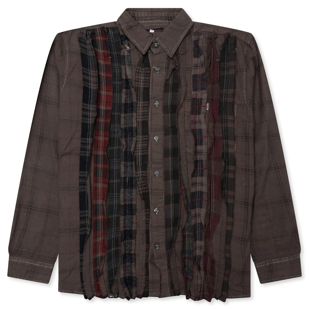 Over Dyed Ribbon Shirt Brown