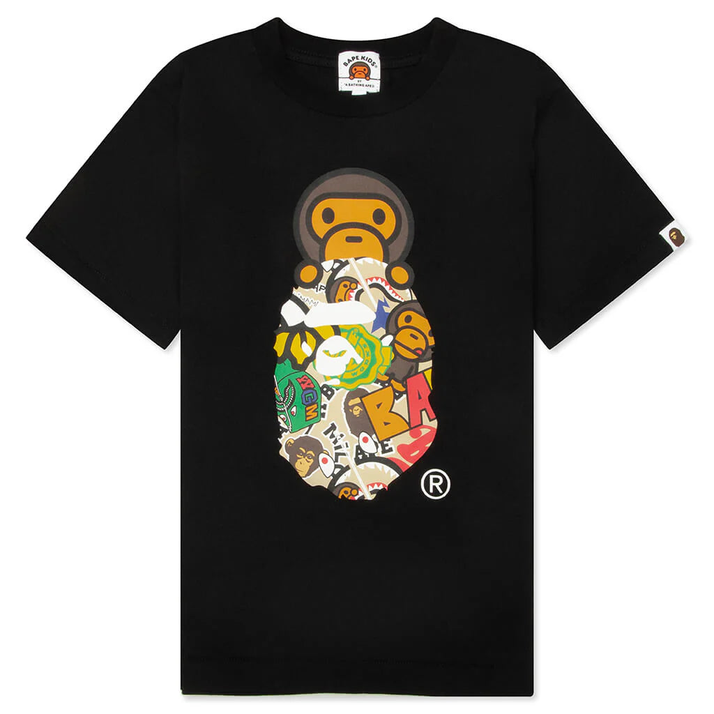 Kids BAPE Milo Assorted Milo on Ape Head Tee Black