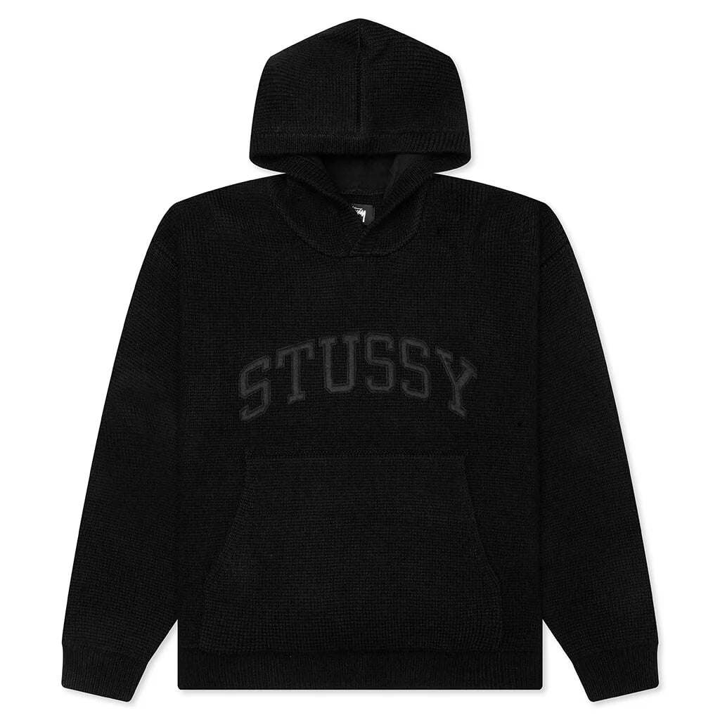 Felt Patch Knit Hood Black
