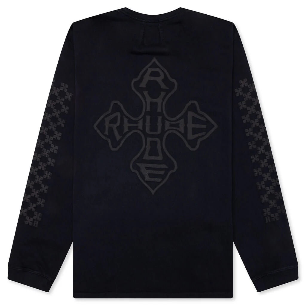 Rhude Cross Logo L S Tee Vintage Black