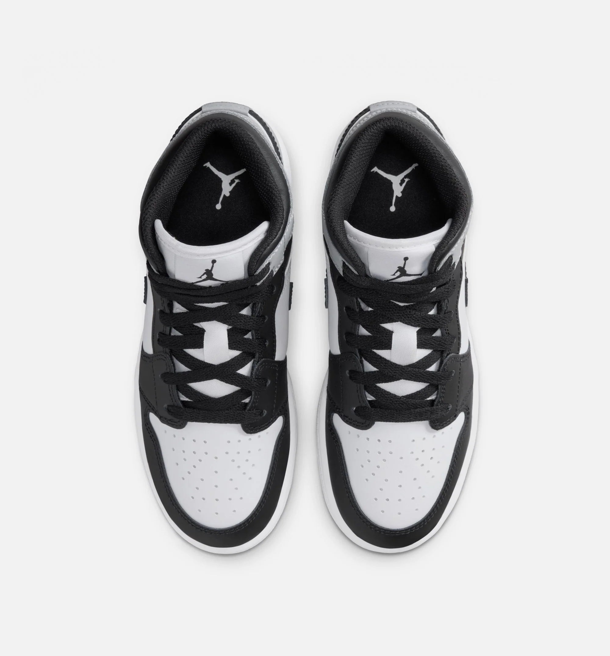 Air Jordan 1 Mid Grade School Lifestyle Shoe White Light Smoke Grey Black