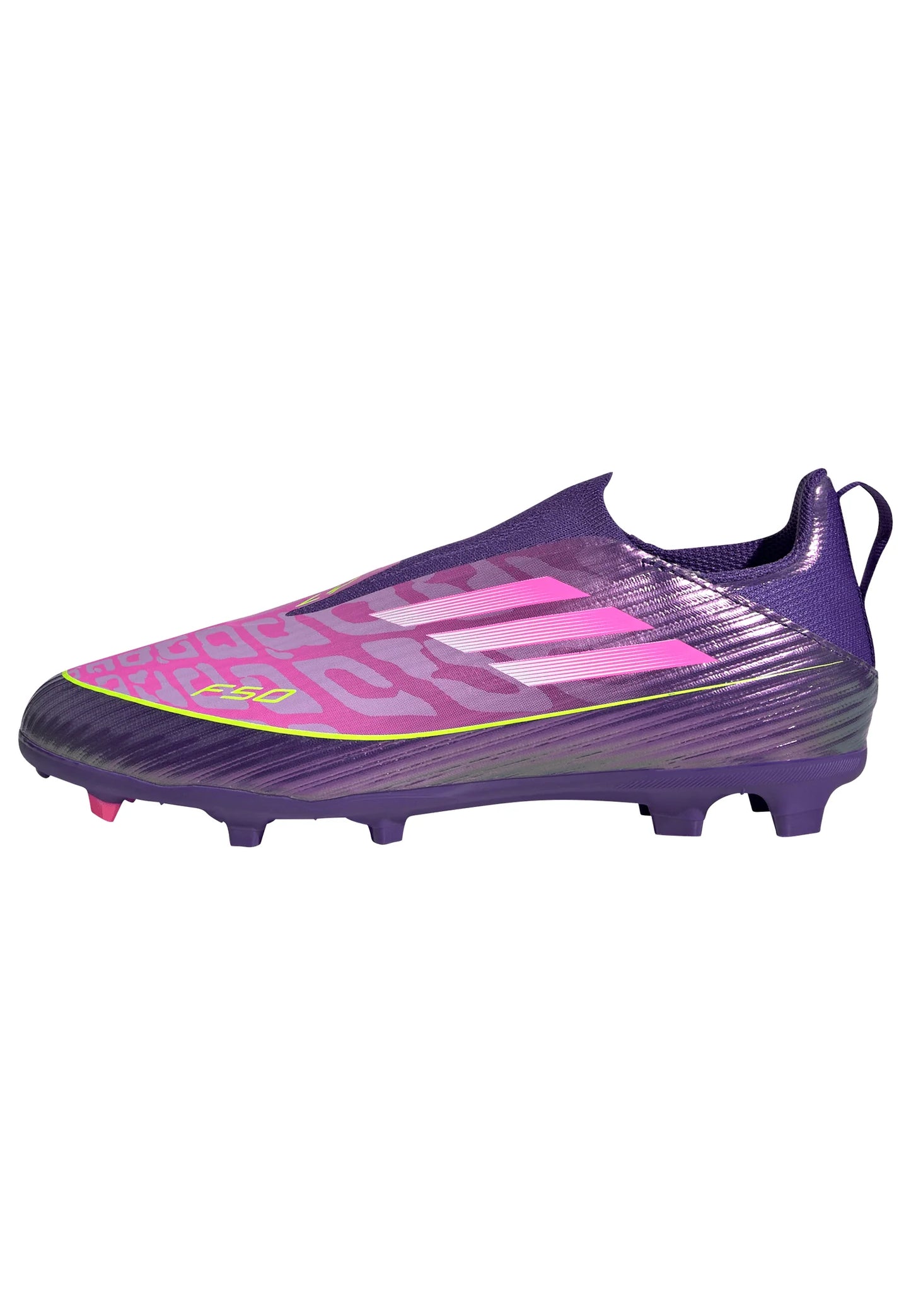 adidas F50 LEAGUE Laceless FG MG Youth Soccer Cleats Purple White Lemon