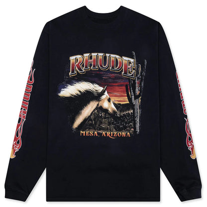 Mesa Stallion L S Tee Vintage Black Red Yellow