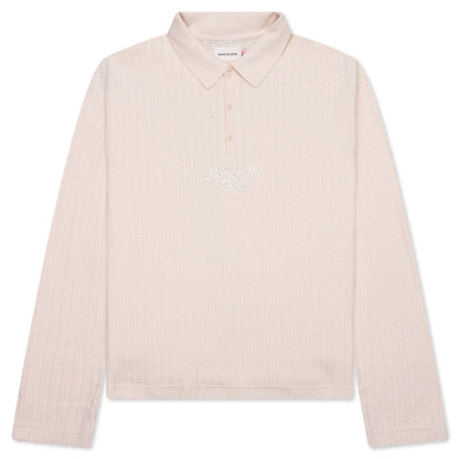 Long Sleeve Knit Polo Bone