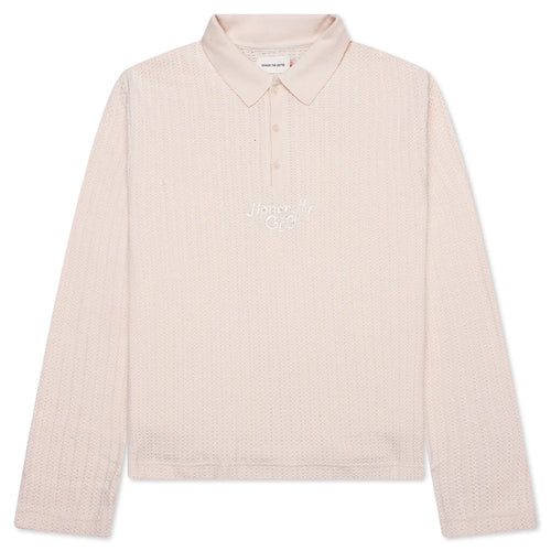 Long Sleeve Knit Polo Bone