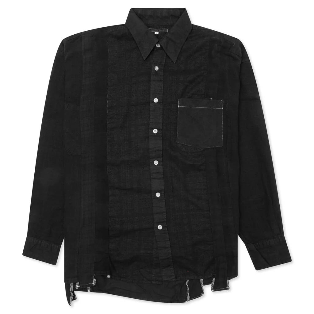 Flannel Shirt 7 Cuts Shirt Over Dye Black