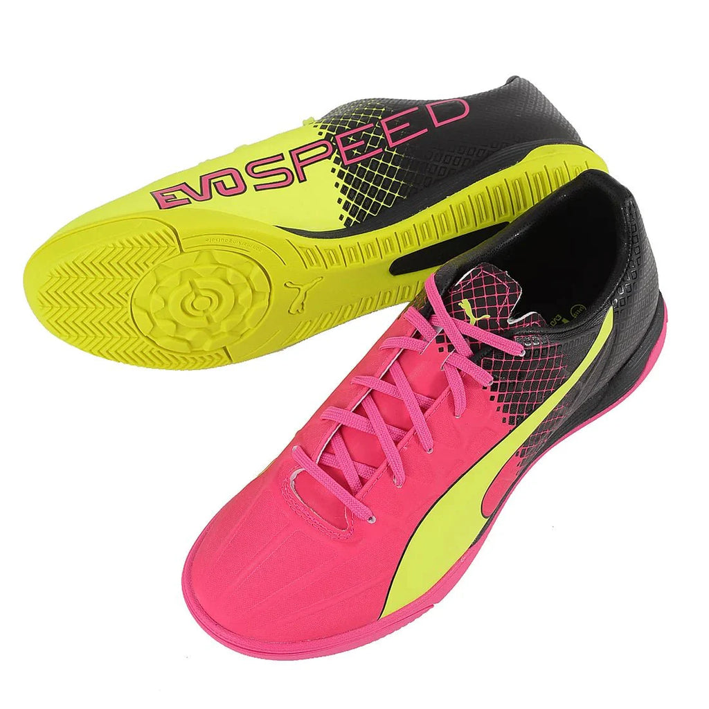 PUMA Evospeed 45 Tricks IT Indoor Football Boots Pink Glo Safety Yellow
