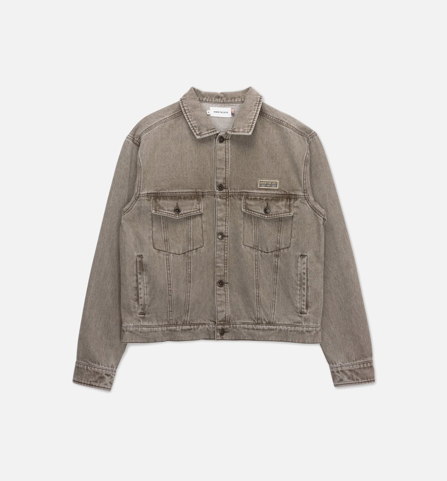Washed Twill Trucker Mens Jacket Taupe