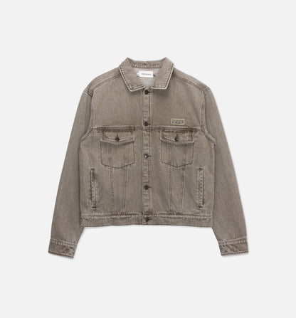Washed Twill Trucker Mens Jacket Taupe