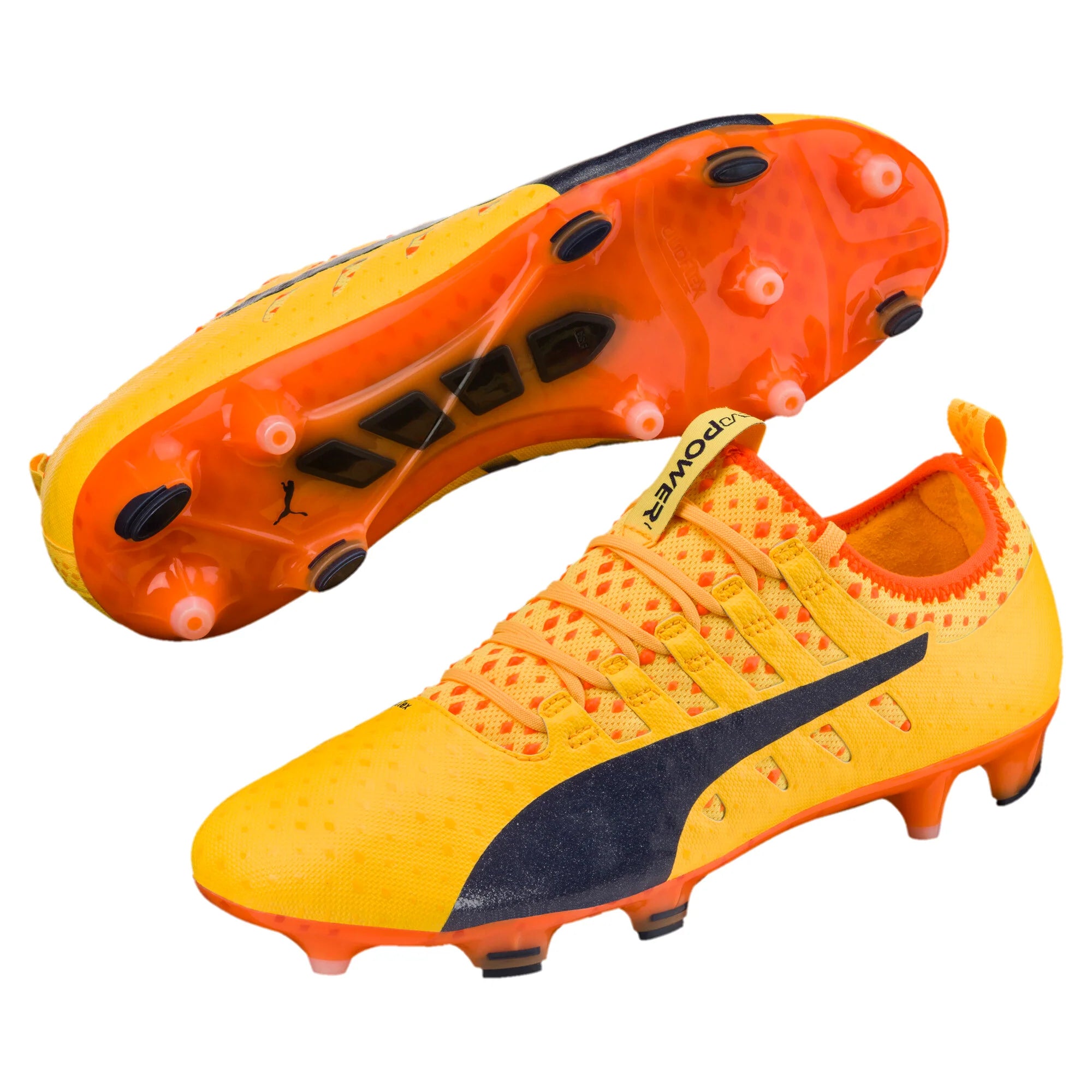 PUMA Evopower Vigor 1 FG Firm Ground Soccer Cleats Ultra Yellow Peacoat